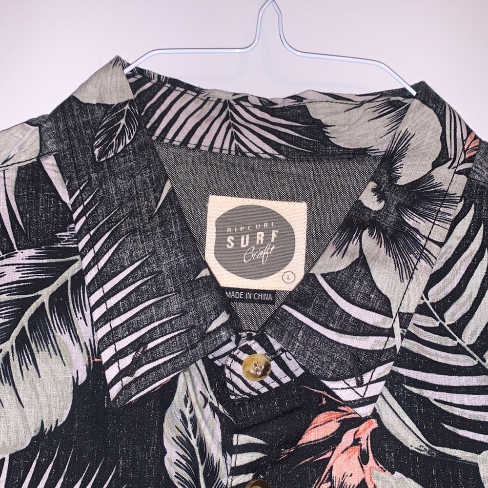 Rip Curl Black and Pink Tropical Shirt